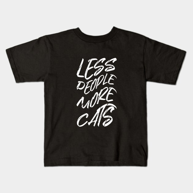 Less People More Cats Kids T-Shirt by Lautan Art